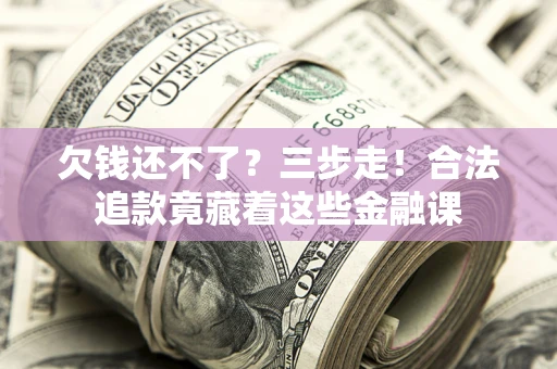武汉欠钱还不了？三步走！合法追款竟藏着这些金融课